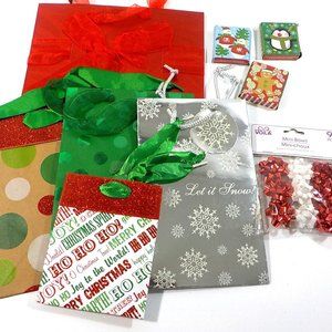 Christmas Gift Bags with MIni Bows & Boxes Various Sizes/Colors #2